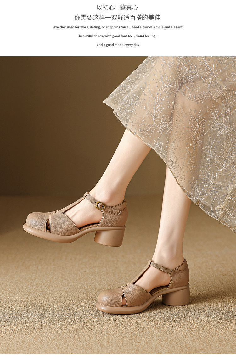 Sandal nữ bao đầu gót vuông đế dày 5cm phong cách ngoại thương — Màu đen chi tiết 11