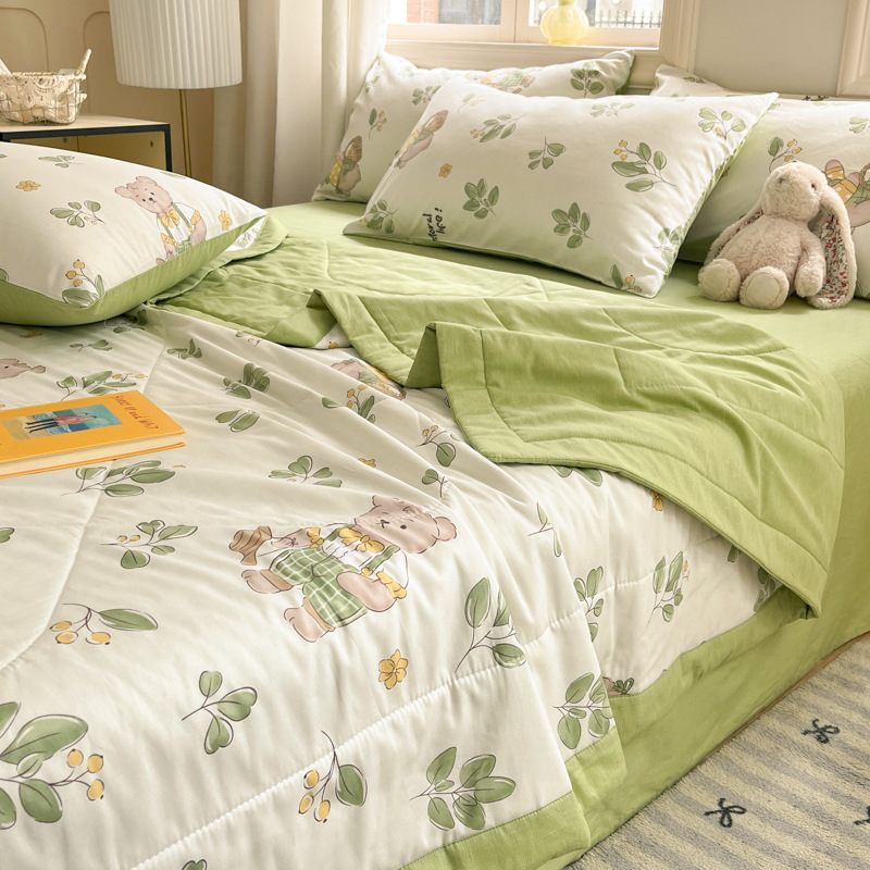 Edredón de verano de algodón para niños de clase A edredón de aire acondicionado edredón de algodón edredón de dormitorio con núcleo edredón se puede lavar a máquina edredón fresco de verano juego de cuatro piezas 4