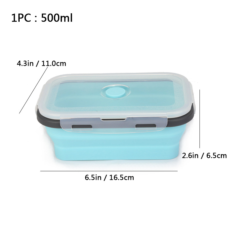 Caja de almuerzo de silicona al aire libre caja de almuerzo de silicona plegable refrigerador más nítido almuerzo portátil caja de almuerzo retráctil