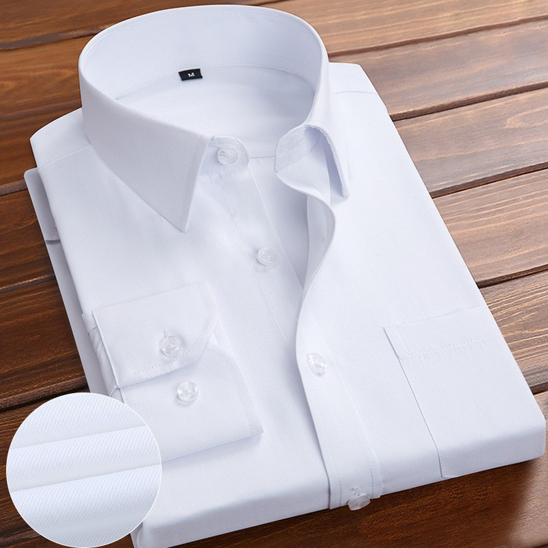 Men's Business white long-sleeved shirt twill men's professional formal wear Hotel KTV work clothes shirt embroidered LOGO