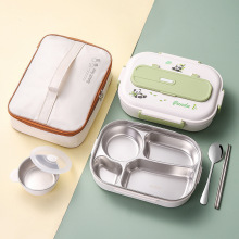 严选上班族中小学生专用儿童餐盘打饭分格便当餐盒不锈钢保温饭盒