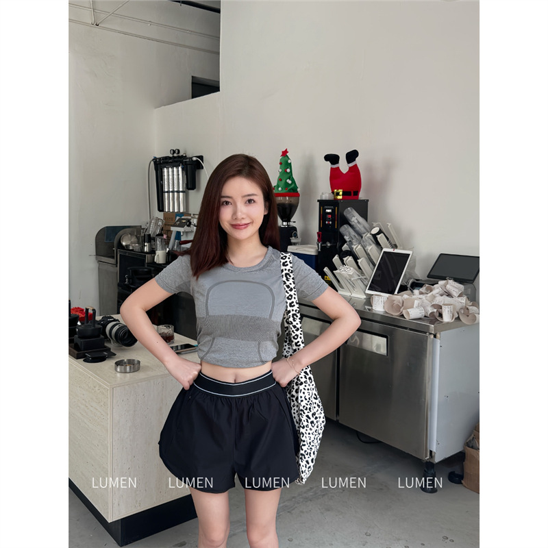 Luqi Lulu Sports Shorts Spring and Summer Double-Layer Anti-Glare Quick-Drying Breathable Yoga Fitness Running Pants