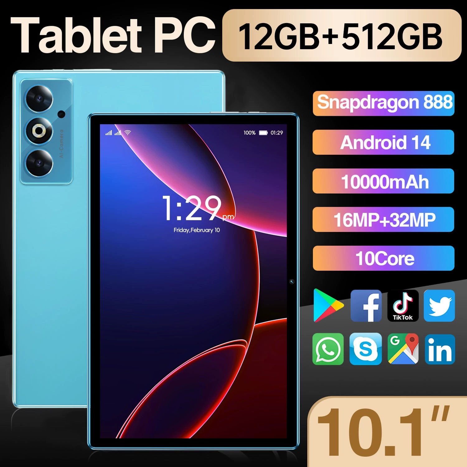 Планшетный ноутбук, (跨境 торговля), Bluetooth, 10,1 дюйма, Aliexpress