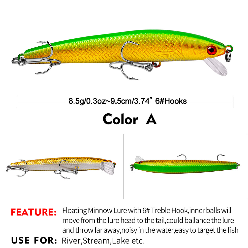 Floating Minnow Lures 95mm 8.5g Shiver Minnow Fishing Lure Hard Plastic Swiming Baits Fishing Tackle