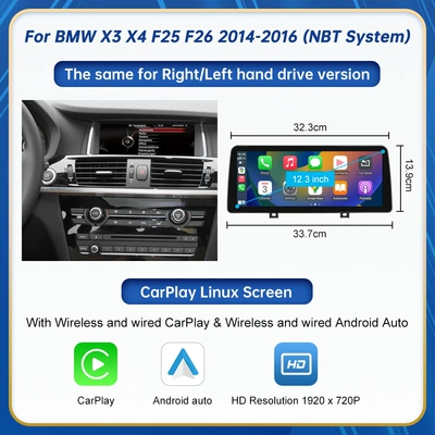 wireless CarPlay car radio | Car display - 123inch-for-bmw-x3-x4-2014-2016-nbt-system-left-hand-drive