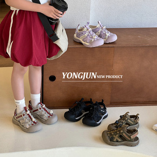 Children's Sandals 2025 Summer New Style Plaid and Lightweight Girls' Baotou Sandals Boys' River Tracing Shoes Dropshipping