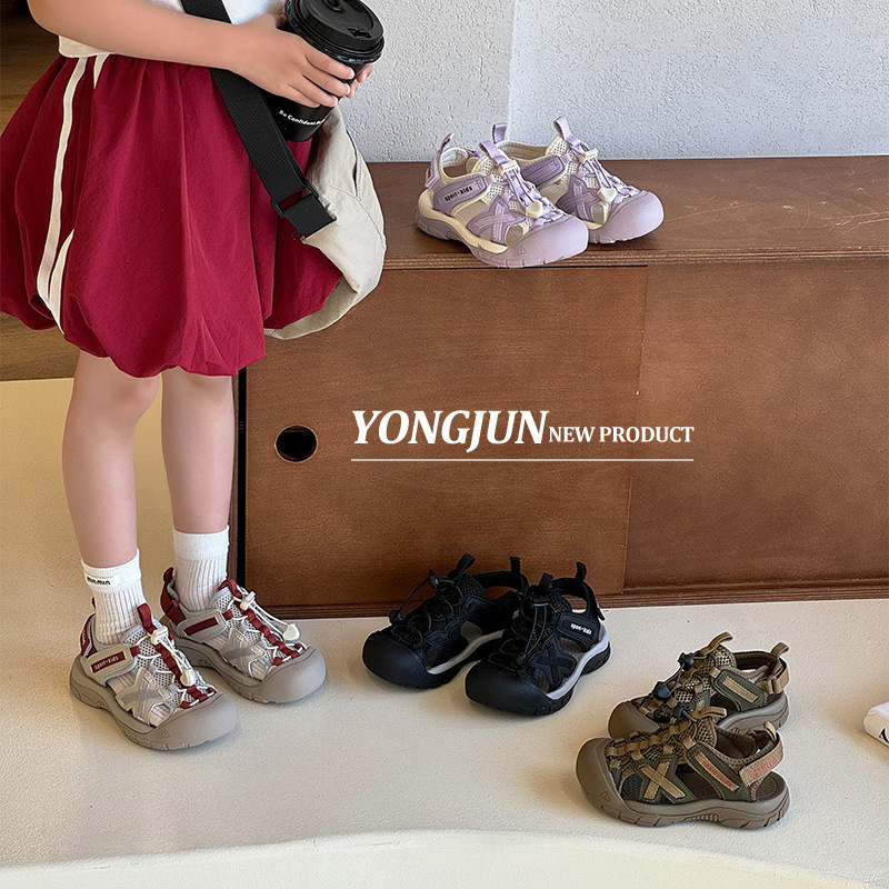 子供サンダル 2025 夏の新スタイル快適で軽量の女の子包頭サンダル男の子川下り靴ドロップシッピング|undefined