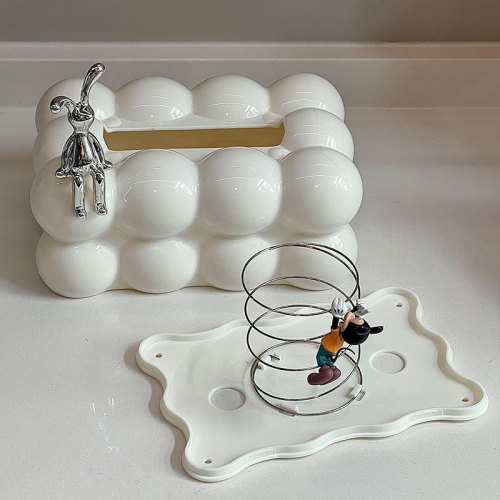 Light luxury tissue box living room high-end home decoration ornaments bubble shape paper box electroplated rabbit napkin box