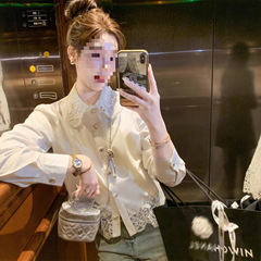 鱼兔子的兔子「素锦云裳」白色蕾丝镂空衬衫女春季新款高级感上衣