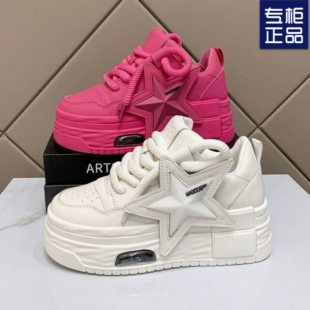 Кроссовки Dopamine Design весна-осень, белые, на высокой подошве, новые кроссовки 2025, толстая подошва, звёздный дизайн