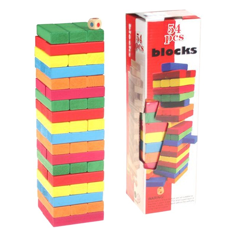 Rompecabezas de madera color casual 54 capas grandes bloques apilados alta apilamiento creativo pila juego Escritorio