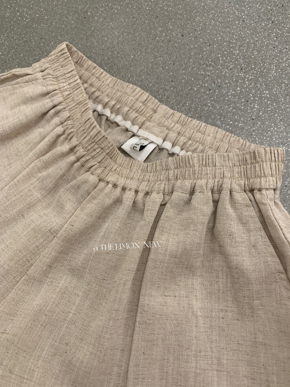 Quần short nữ cạp chun ống rộng chất liệu linen phối viền ren — màu sắc, xanh lam, Màu cà phê, màu hồng chi tiết 28