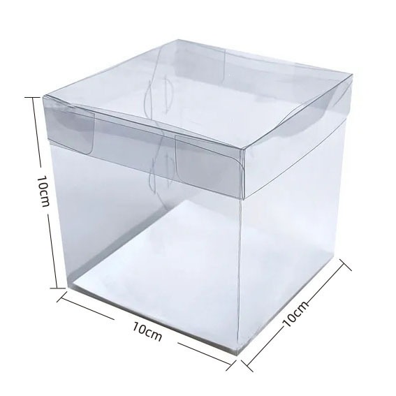 Amazon 10X10X10CM cielo y tierra cubierta caja transparente cubierta superior e inferior venta caliente caja de embalaje PET