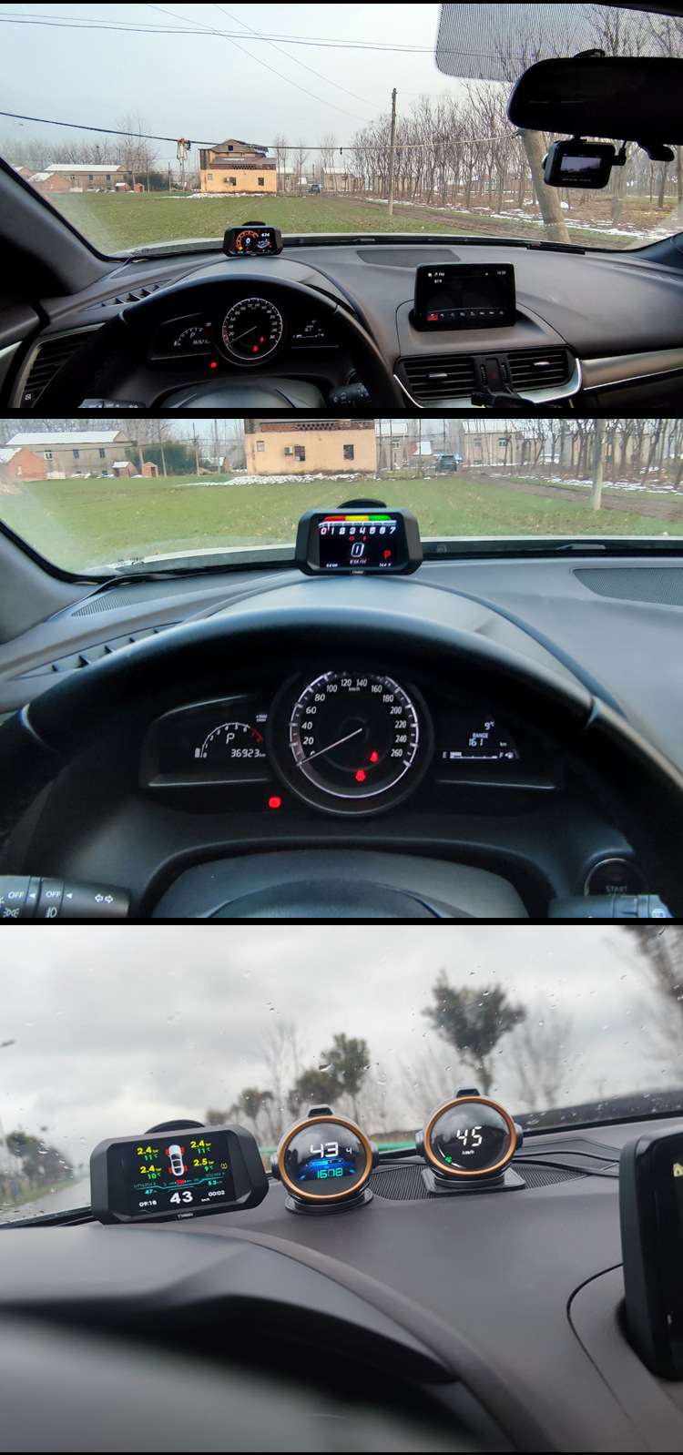 Obd Lcd Instrument, Tire Pressure Monitoring, Hud Head-Up Display, Gps Guide, Multi-Interface, In-Car Smart Multi-Function