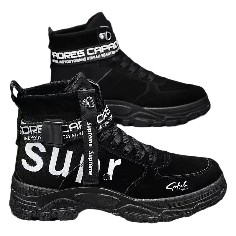 Ботинки Martin, повседневные мужские новые осенние универсальные матовые ботинки с круглым носком и высоким берцем на толстой подошве, мужская обувь, ботинки