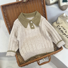 严选男童韩版复古polo领新品宝宝毛衣高级感秋冬上衣儿童洋气针织
