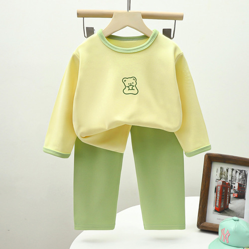Children's set of underwear autumn school uniform boy's deerskin clothes girl's warm home clothes children's clothing