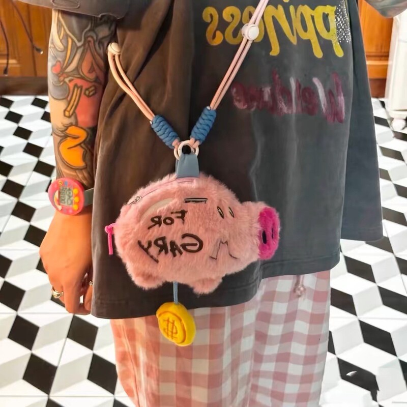 Spongebob Plush Piggy Coin Purse Cute Crossbody Coin Purse Pig Plush Doll Small Pendant