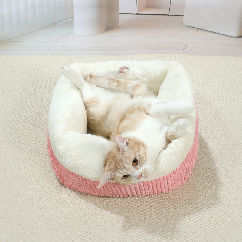 Cazada para gatos Four Seasons Universal Invierno Cálido Gato Mascotas Estera semi-cerrada Pequeña caseta para perros Estera para gatos Cama para gatos Hogar