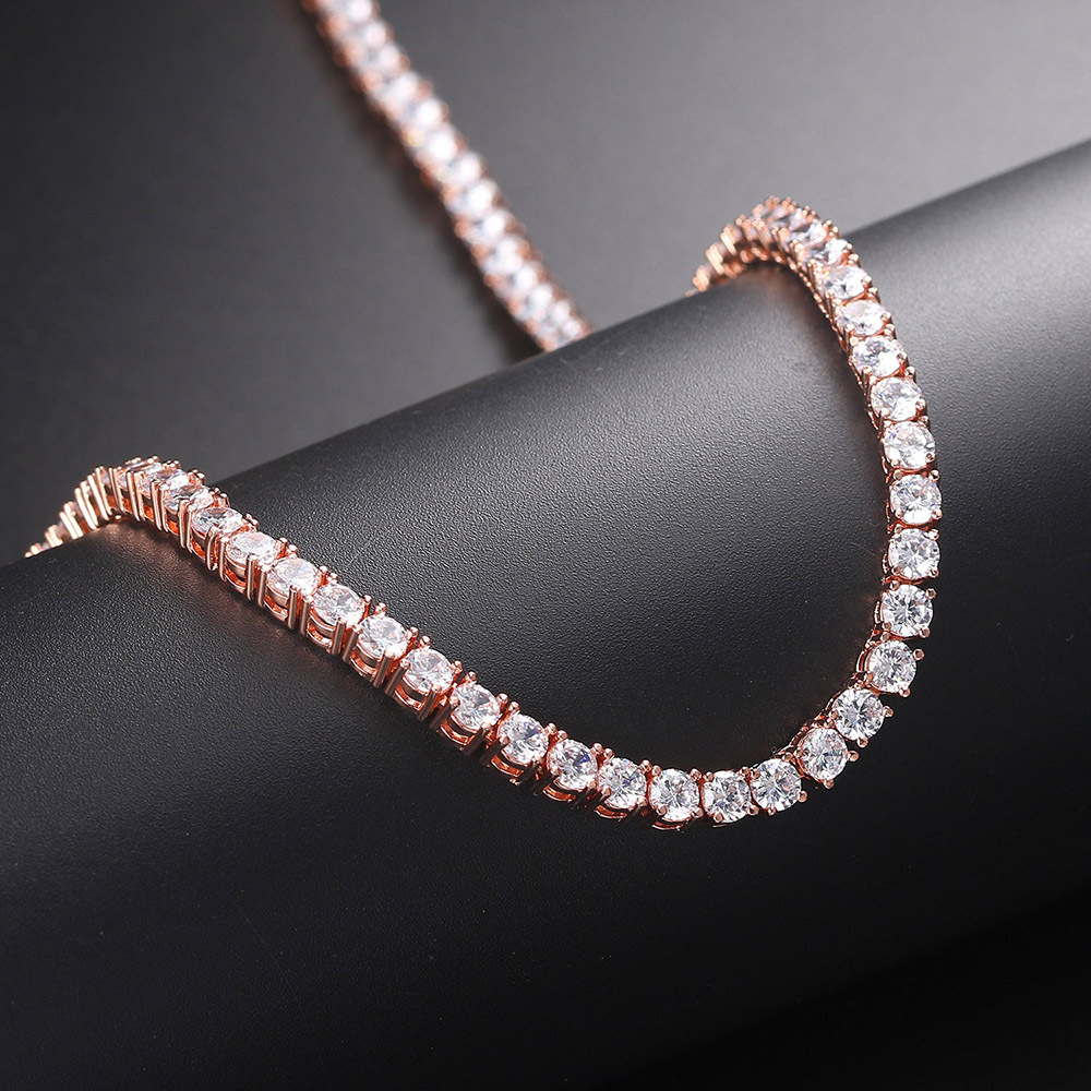 Fashion Round Copper Inlay Zircon Unisex Bracelets Necklace 1 Piece