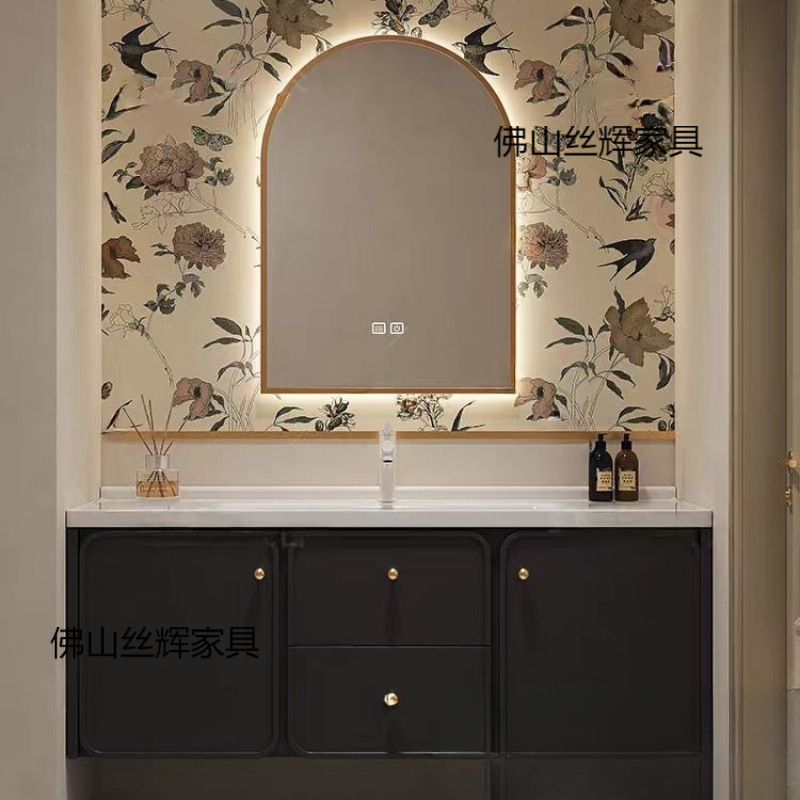 American French Smart Bathroom Cabinet Modern Light Luxury Wash Basin Wash Basin Cabinet Retro Bathroom Washstand Bathroom Cabinet