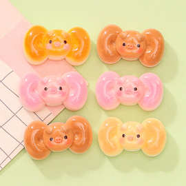 可爱蝴蝶结猪猪夹心饼干 diy奶油胶钥匙鞋扣发夹头绳直播树脂饰品