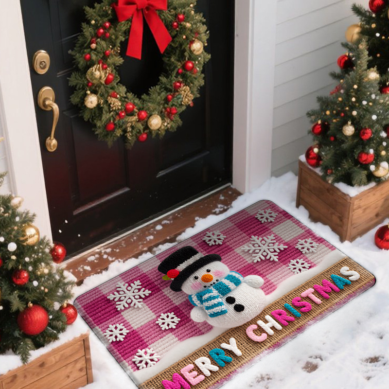 Cross-border best-selling Christmas-themed faux fur diatomaceous earth bath mats, absorbent and non-slip, suitable for bathrooms and entryways