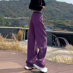 2025款春秋季复古弯刀牛仔裤女梨形身材宽松高腰显瘦直筒阔腿裤子