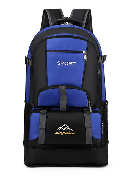 Mountaineering Bag, Outdoor Travel Backpack, Oxford Cloth Extra-Large Luggage Bag, Backpack with Letter Pattern, Casual and Versatile, Expandable