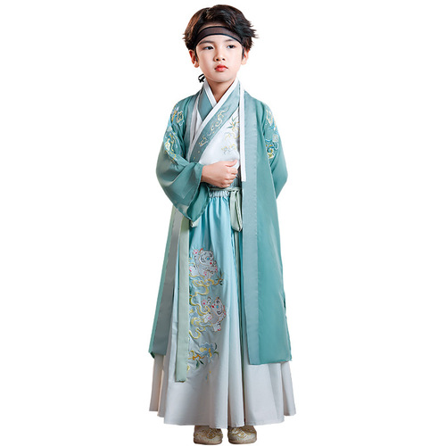 kids prince emperor cosplay robe boys hanfu warrior swordsman cosplay gown Chinese wind original design embroidered boy ancient folk costumes tang suit 