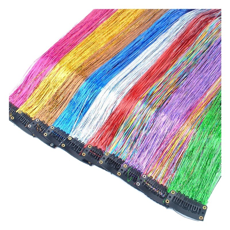 Colorful Strip Hair Refection Color Silk Color Wig Piece Seamless Hair Refection Wig Women's Spotted Laser Hair Refection Silk Hair Refection Gold