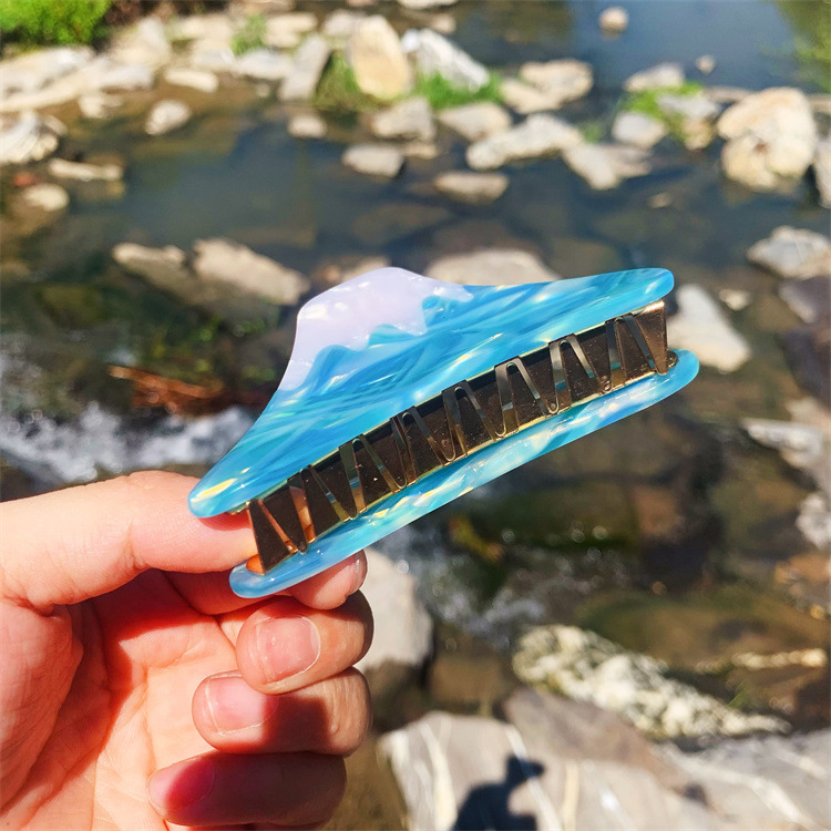 Molla per capelli minimalista in acetato blu monte fuji_voghion.com