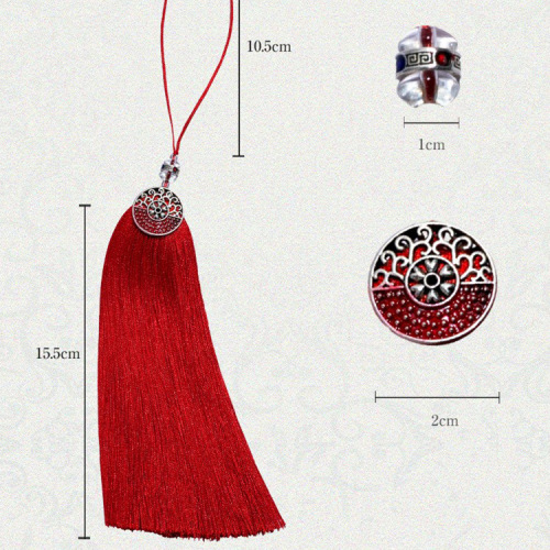 [New on Facebook] Long 15CM Tibetan Silver Flower Tassel Tassel Ancient Style Hanfu Pressed Tassel Pendant