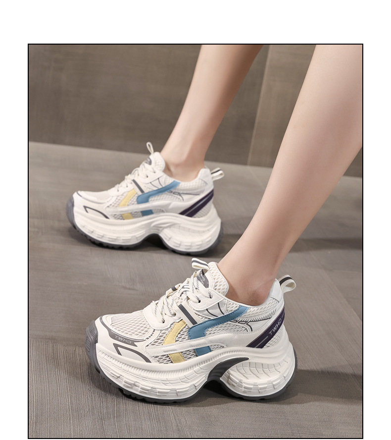 Giày sneaker nữ đế dày phong cách daddy mesh lưới thoáng khí — xanh lam chi tiết 14