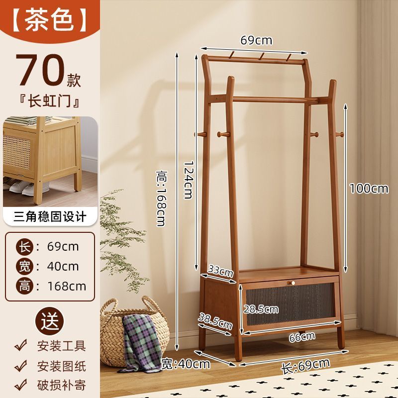 リビングルーム家庭用ホイールフロアハンギング寝室コートラック洋服ハンガーフロアハンガー竹垂直フロア|undefined