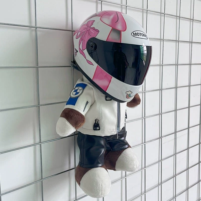 bear AGV motorcycle gift, Motosiklet dəbilqələri - height-28cm-white-bearm-butterfly-helmet-upgraded-internal-buckle