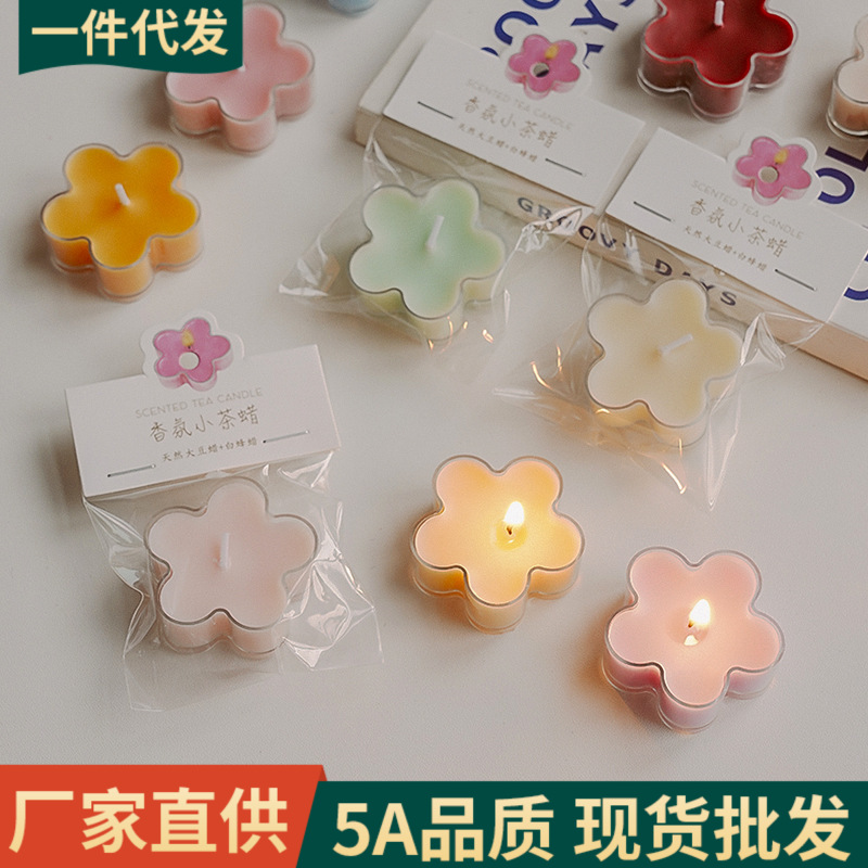 Cera de té 4 horas Adornos de ambiente, regalos creativos hechos a mano, flores de colores, velas de aromaterapia, cera