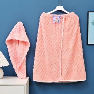 Wearable wrap bath towel suit Velcro bath skirt adult household quick-drying absorbent bath towel cute bath skirt
