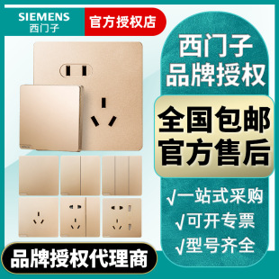 Siemens switch socket panel Hao Cai gold 86 one-opening two three-plug five-hole socket USB wall socket