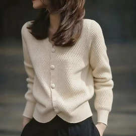 韩系软糯慵懒小香风针织毛衣开衫女2025年早秋氛围感内搭上衣