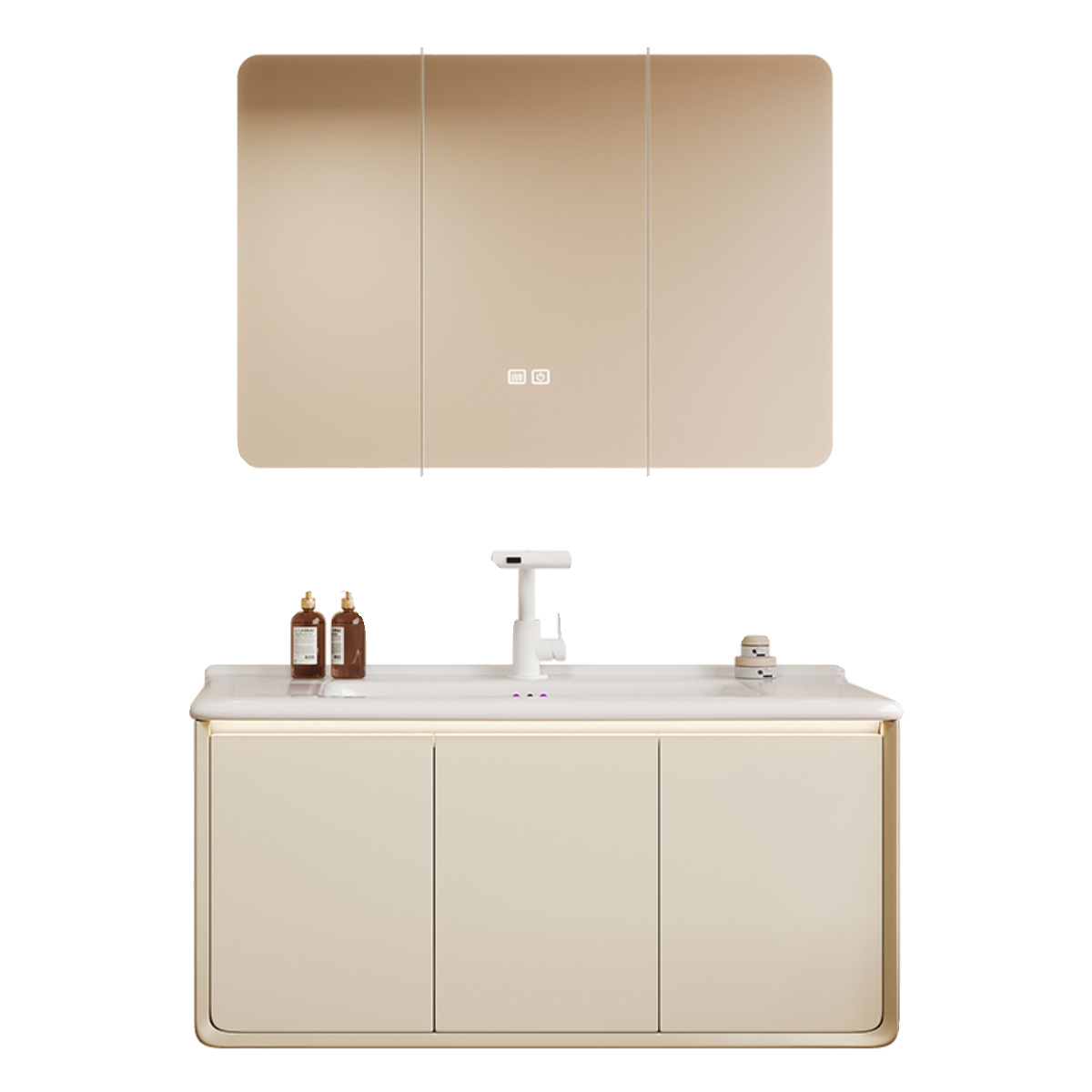 armario de baño de aire de arco de crema grueso cerámica de abeja lavabo integral lavabo de baño lavabo de mano combinación lavabo