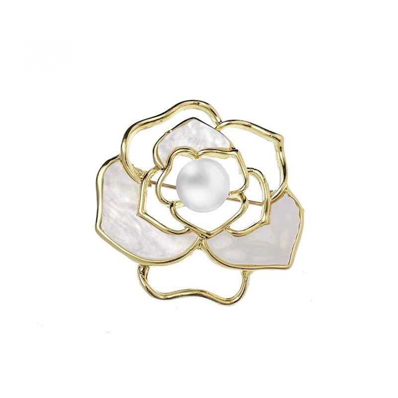 Brooch, mountain tea lapel pin, protective underware from pearl, pin, beads, accessory