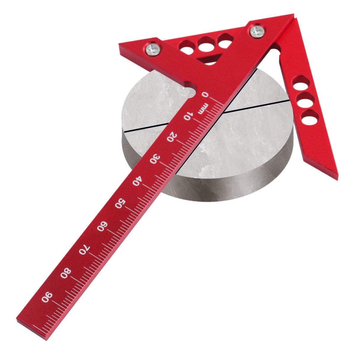 Centro de aleación de aluminio Scriber encontrar centro redondo dibujo línea calibre ángulo recto Dibujo Centro línea vertical ángulo de 45 grados Regla de medición de la carpintería