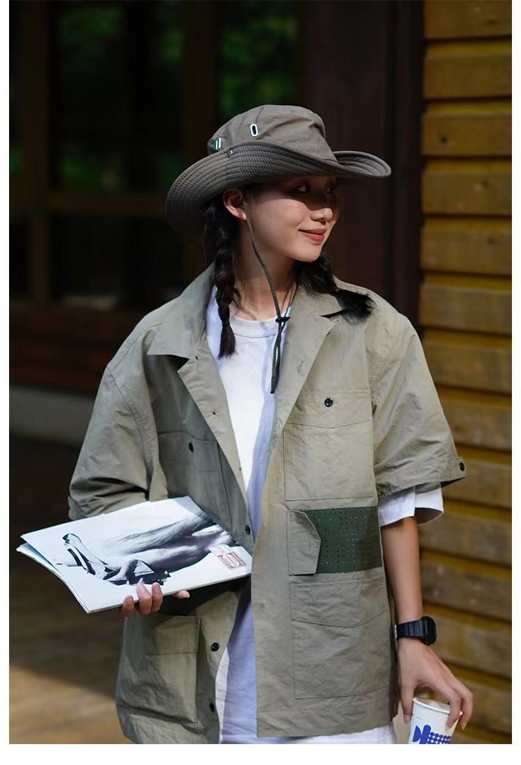 Polyester Material Mountain, Cattle, Solid Color, Fish Pattern Women's Men's Retro Mountain Cattle Solid Color Crimping Sun Hat Bucket Hat