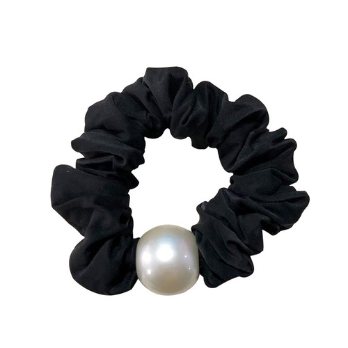 Elegant black pearl rubber band hair tie, simple velvet high elasticity headband hair accessory, Korean hair tie