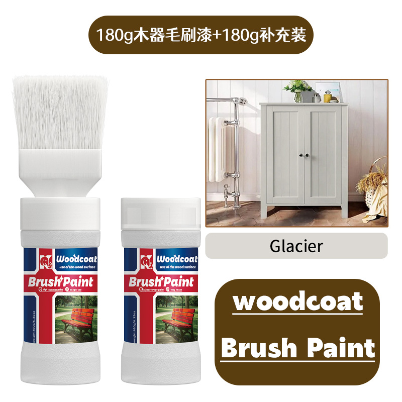 글레이셔 컬러 180g 목재 브러시 페인트 + 180g 리필, 단일 브러시 옵션 도구