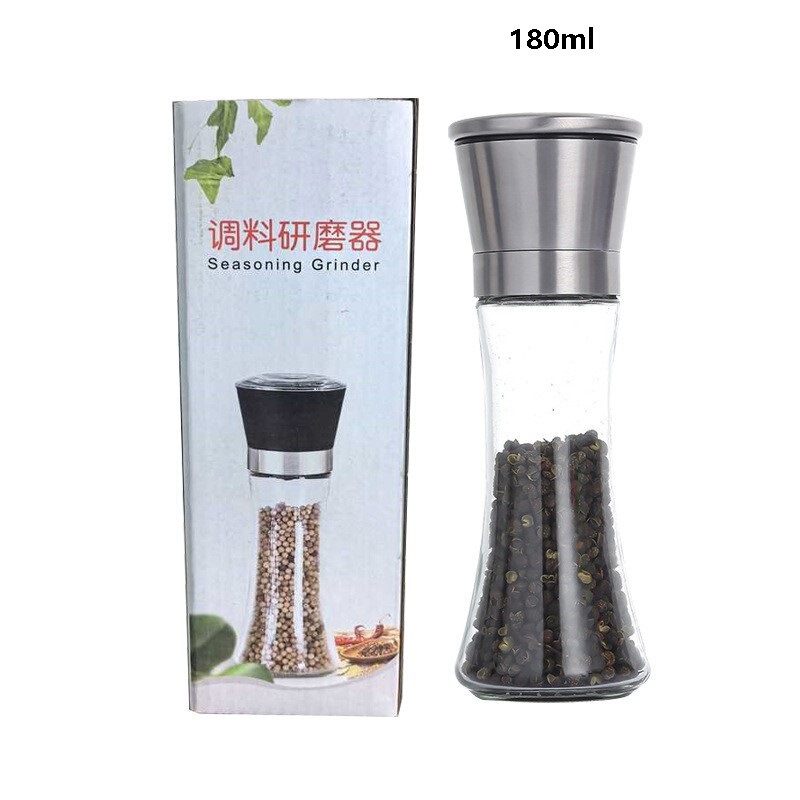 现货手动研磨器家用不锈钢厨房海盐胡椒研磨瓶调料瓶撒料玻璃瓶子|undefined