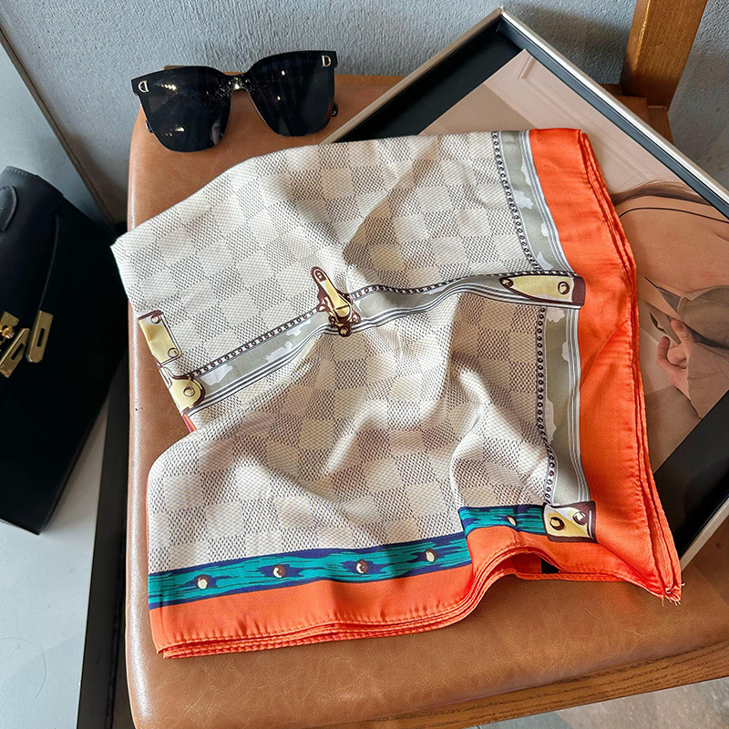 Bufandas de seda para mujeres 2025 primavera y otoño moda versátil temperamento minimalista 65cm bufandas de seda simuladas bufandas delgadas bufandas