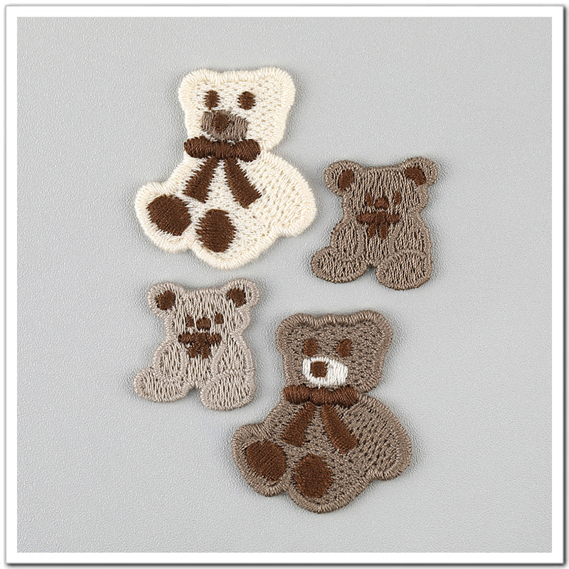 新款小熊熊头刺绣布贴花发饰发夹材料鞋帽裤袜围巾服装辅料351