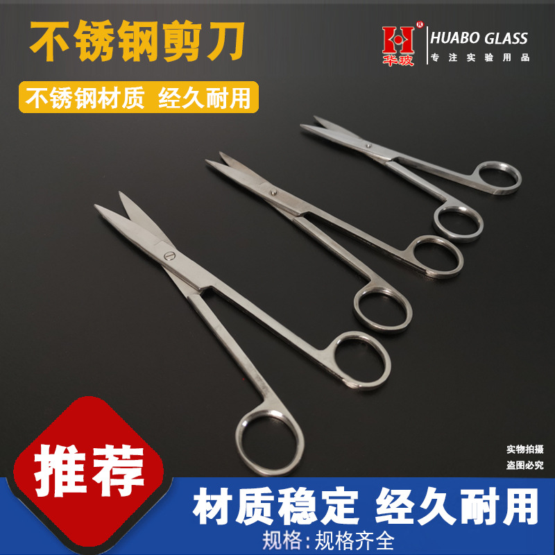 实验室不锈钢剪刀 拆线剪刀不锈钢直头剪刀 14cm 16cm 18cm